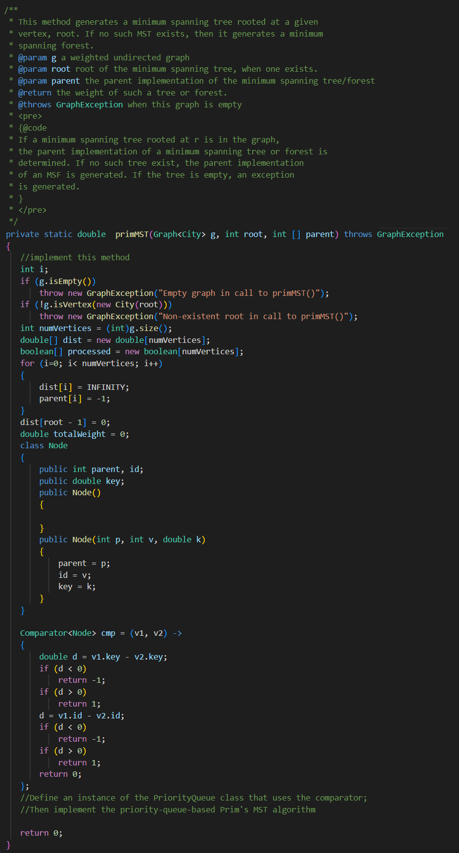 Solved /** ∗ This method computes the cost and path matrices | Chegg.com