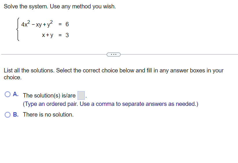 Solved Solve the system. Use any method you wish. | Chegg.com