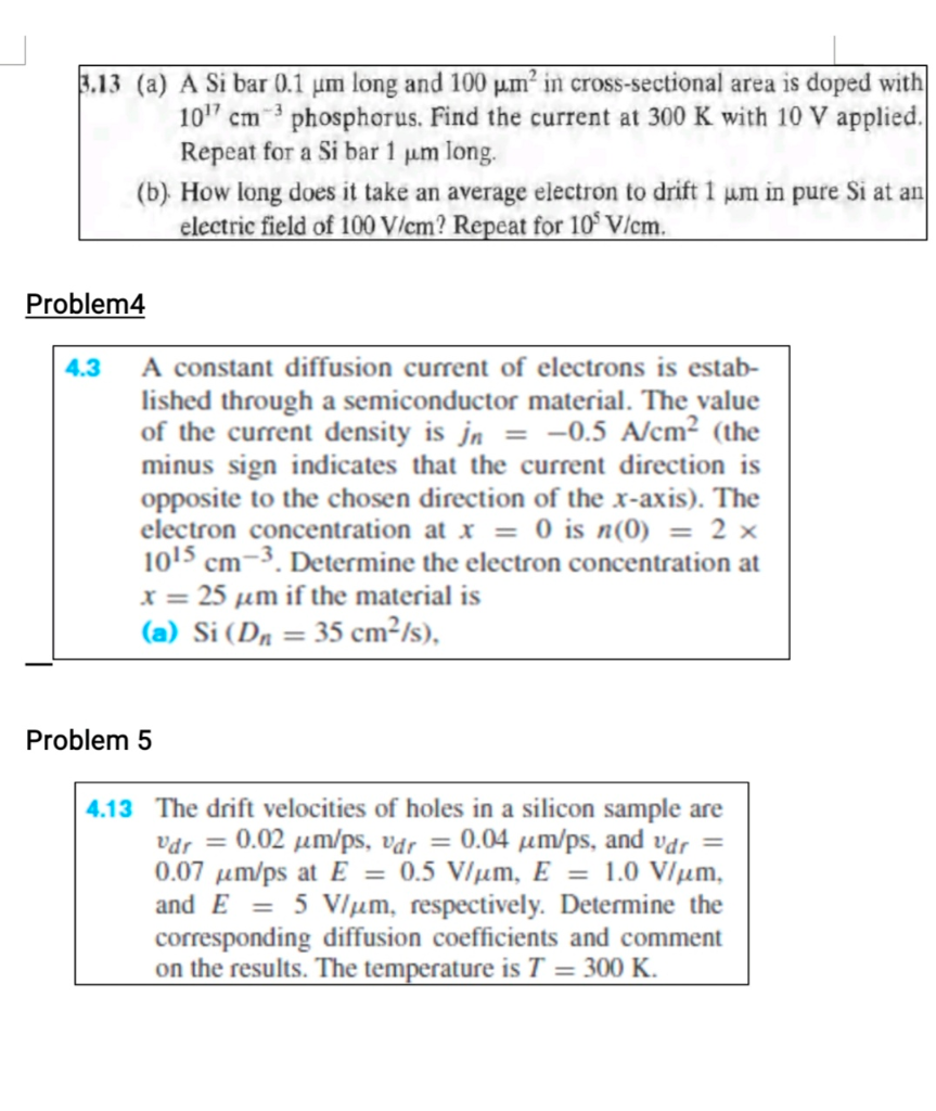 Solved 3.13 (a) A Si Bar 0.1 Um Long And 100 Um’in | Chegg.com