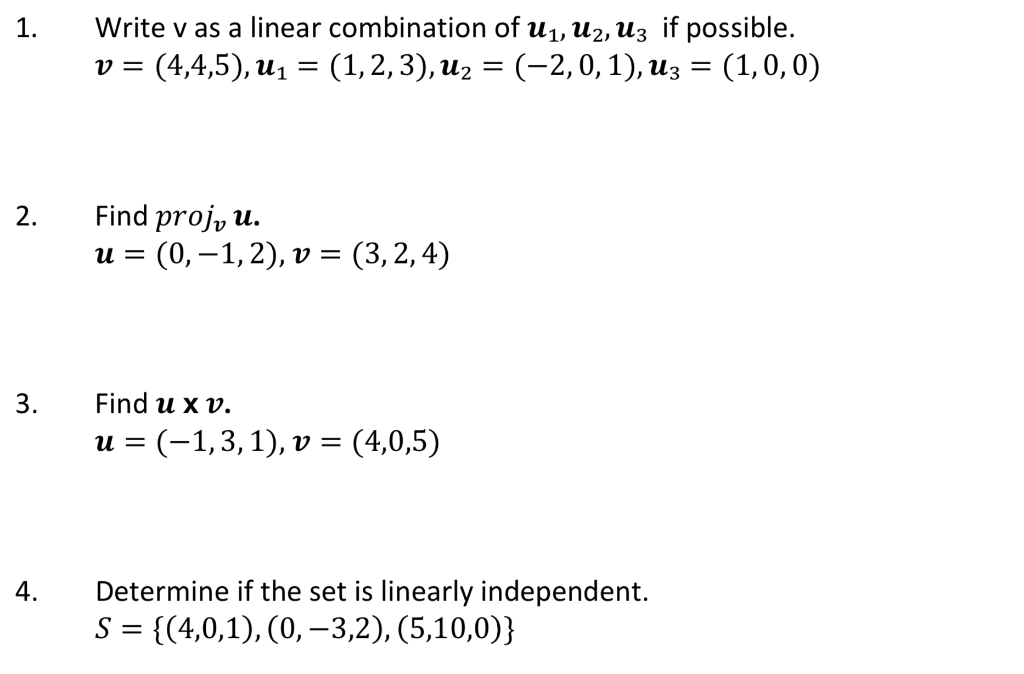 Solved 1 Write V As A Linear Combination Of U1 U2 Uz I Chegg Com