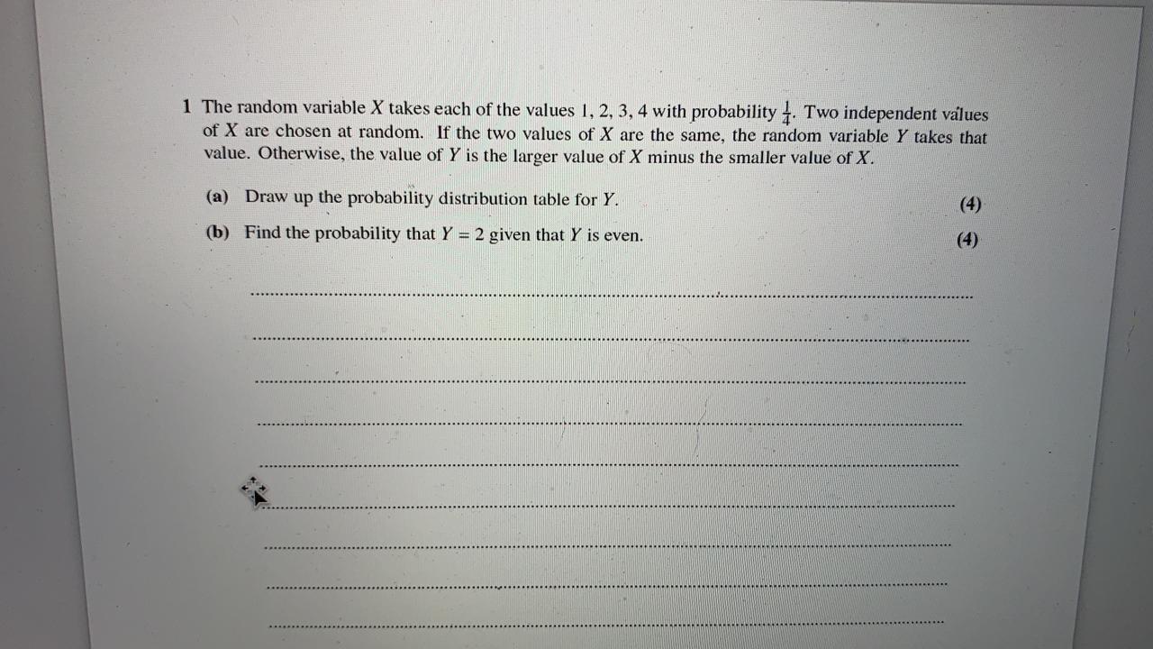 Solved 1 The random variable X takes each of the values 1, | Chegg.com