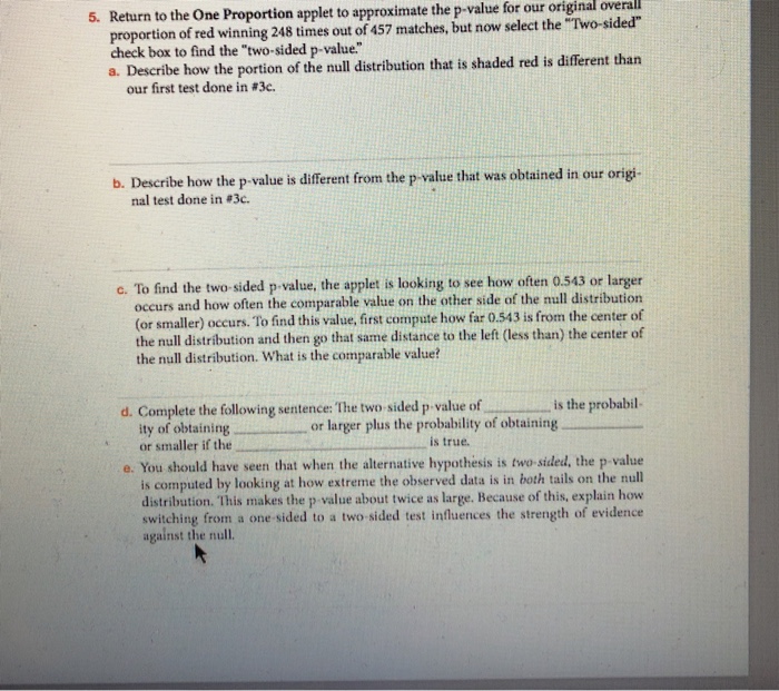 Solved 5 Return To The One Proportion Applet To Approximate Chegg