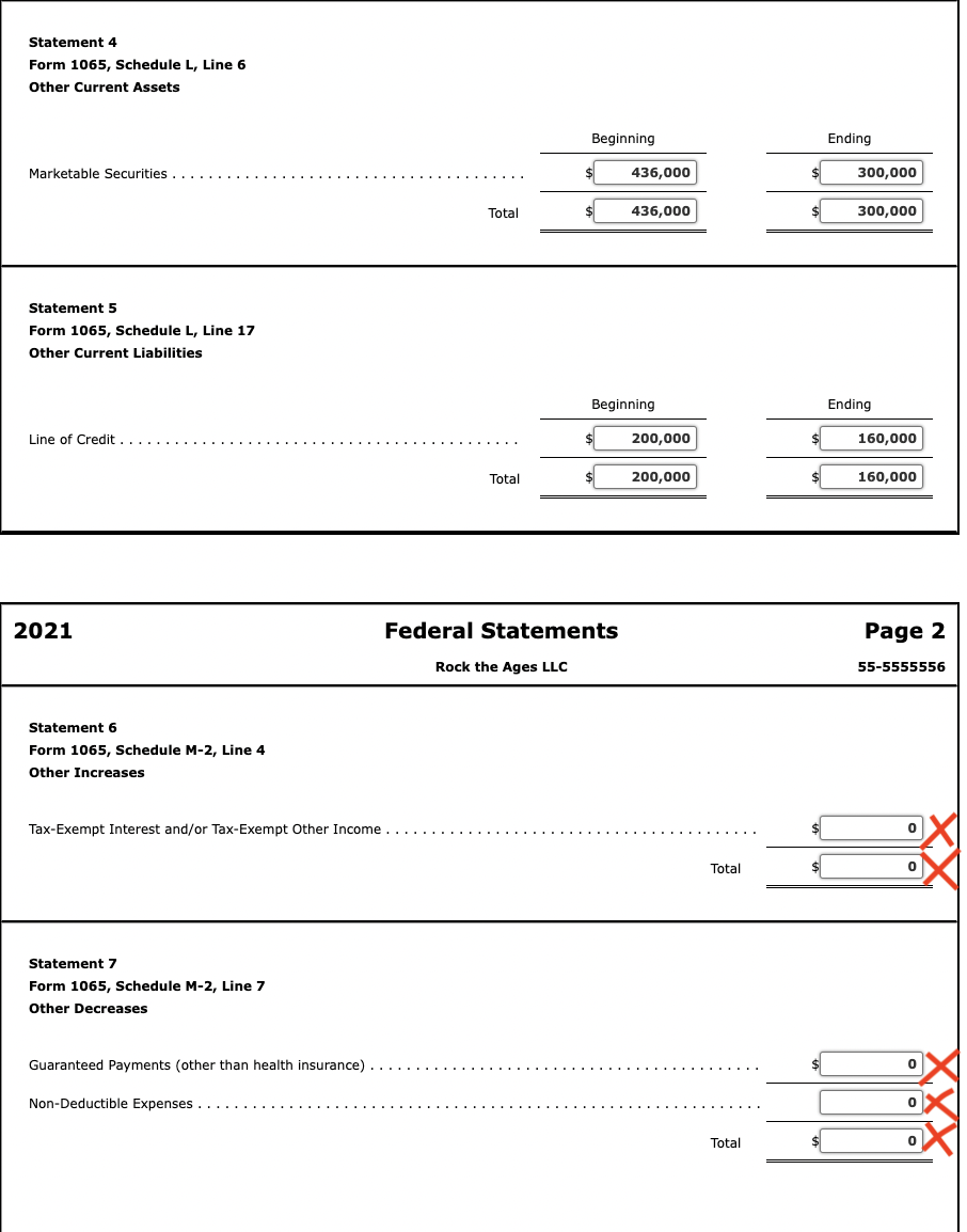 Statement 4 Form 1065, Schedule L, Line 6 Other