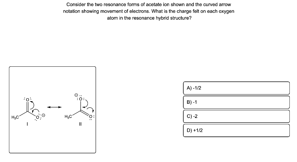 Consider the two resonance forms of acetate ion shown | Chegg.com