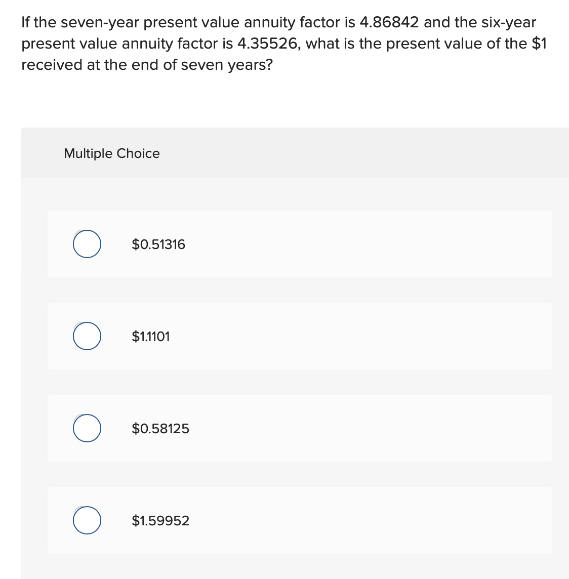 Solved If the seven-year present value annuity factor is | Chegg.com