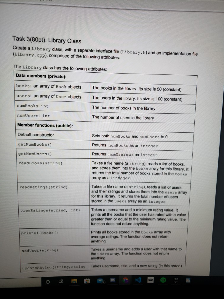 Task 3(80pt): Library Class Create a Library class, | Chegg.com