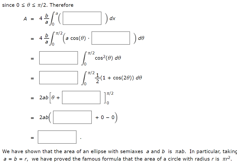 Solved EXAMPLE 2 Find the area enclosed by the ellipse (0, | Chegg.com