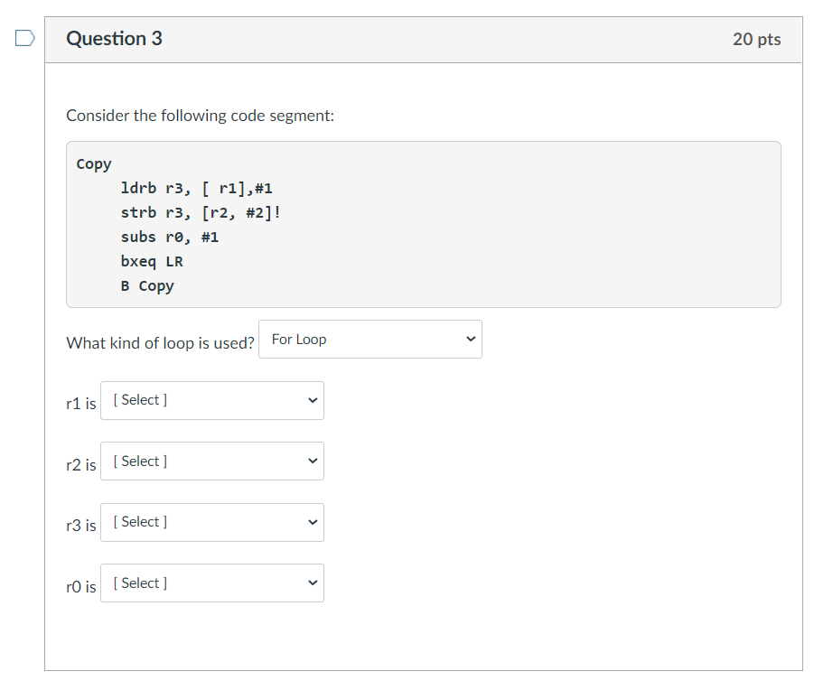 Question 3 20 pts Consider the following code | Chegg.com