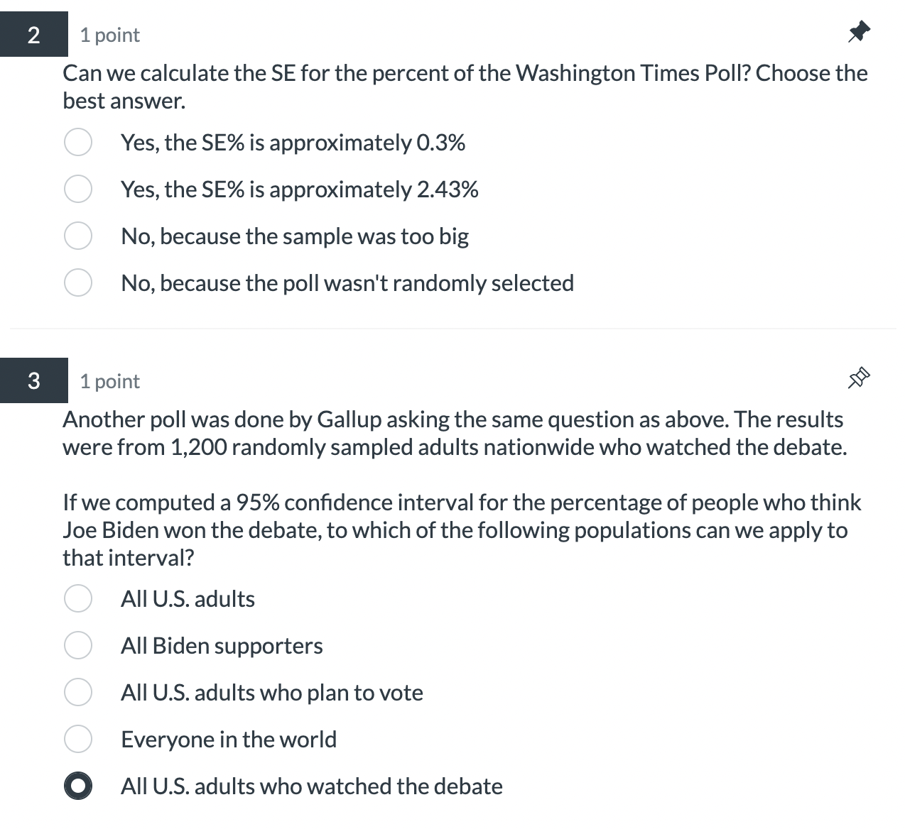 Solved Presidential Debate In October of 2020, 3 polls were | Chegg.com