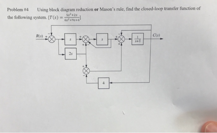 Solved Problem #4 Using block diagram, reduction or Mason's | Chegg.com