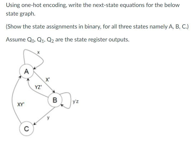 Solved Using one-hot encoding, write the next-state | Chegg.com