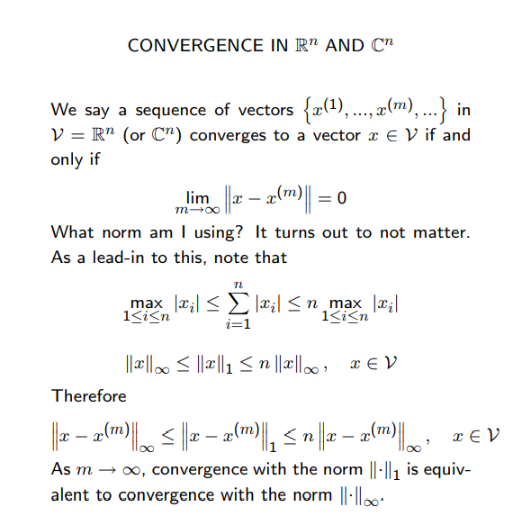 Solved CONVERGENCE IN R" AND CN We say a sequence of vectors | Chegg.com