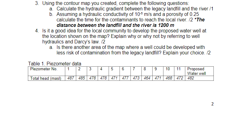 Solved Part 1: Contour maps and groundwater Background: A | Chegg.com