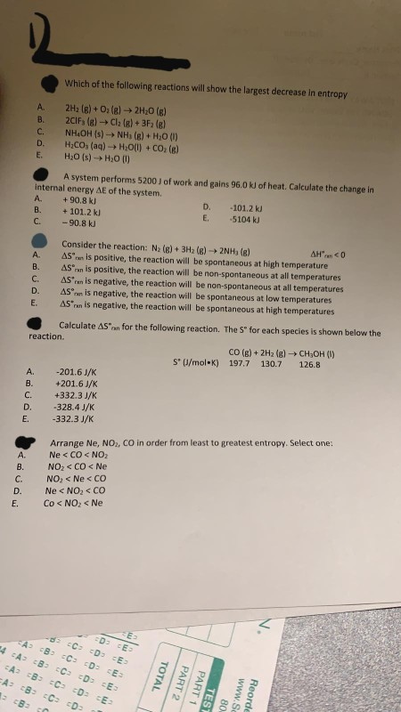 Solved Which Of The Following Reactions Will Show The Lar Chegg Com