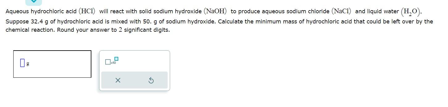 Solved Aqueous Hydrochloric Acid HCl Will React With Solid Chegg