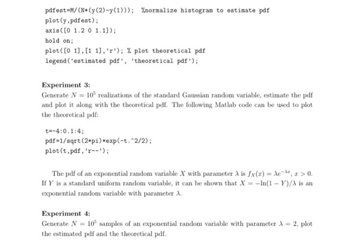 Exercise 2: Simulation of Common Random Variables In | Chegg.com