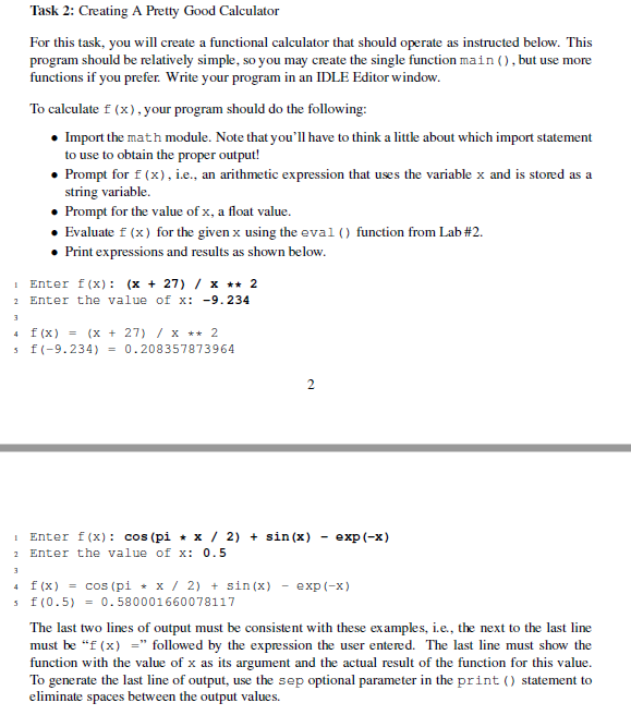 Solved Task 2: Creating A Pretty Good Calculator For this | Chegg.com