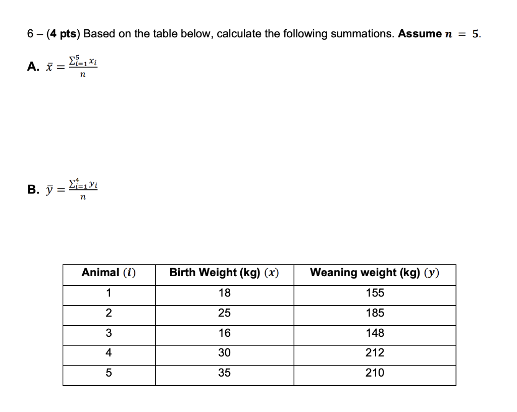 Solved 6 4 Pts Based On The Table Below Calculate The 9182