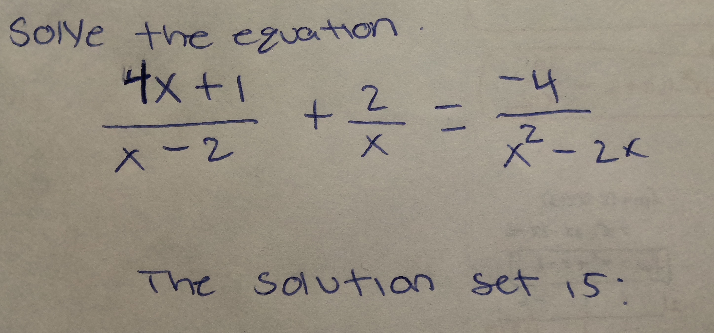 Solved Solve the equation x−24x+1+x2=x2−2x−4 The solution | Chegg.com