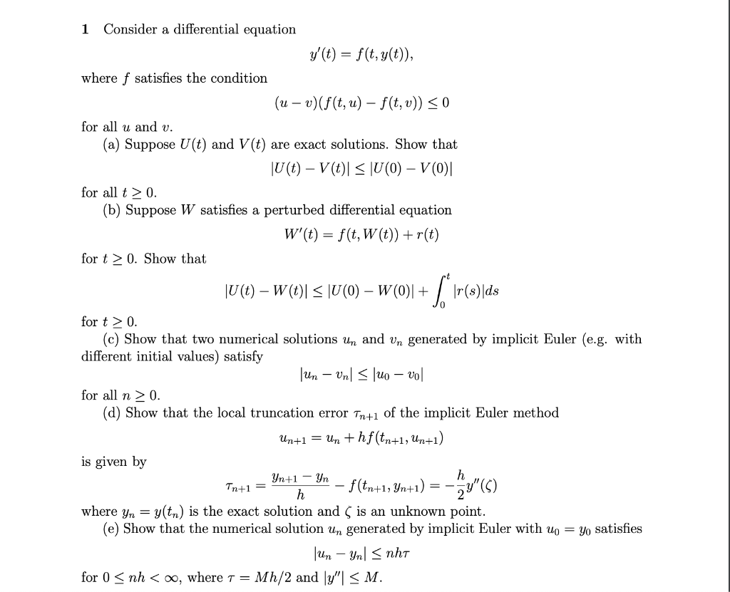 Solved Consider a differential equation 1 y(t) = f(t, y(t)), | Chegg.com