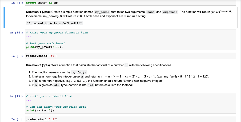 Solved In [4]: import numpy as np Question 1 (2pts): Create | Chegg.com