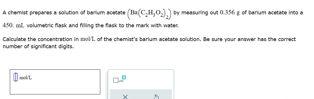 Solved Calculate the volume in milliliters of a 0.99 mol/L | Chegg.com