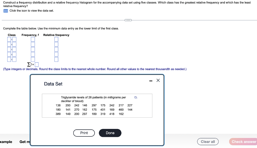 Solved Construct a frequency distribution and a relative | Chegg.com