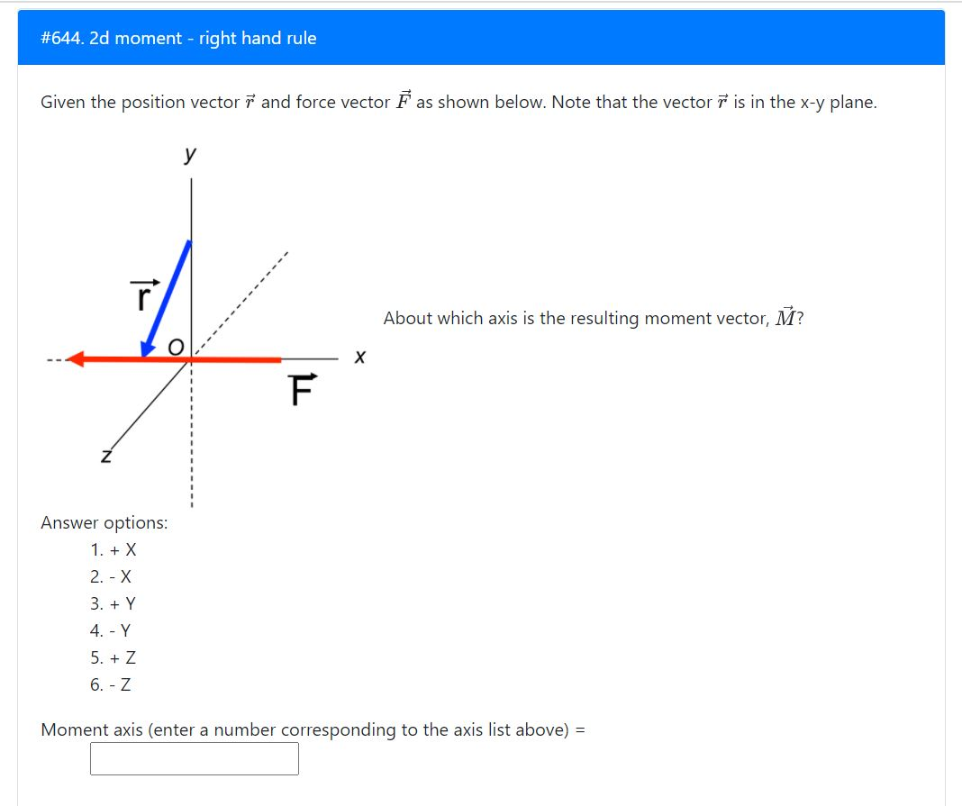 Solved 644 2d Moment Right Hand Rule Given The Positio Chegg Com