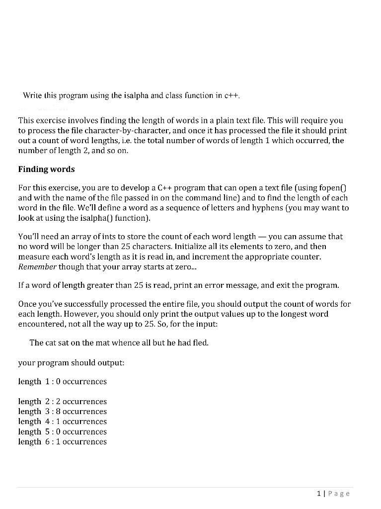 Solved Write this program using the isalpha and class | Chegg.com