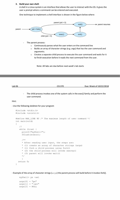Solved . Build your own shell: A shell in a Linux system is | Chegg.com