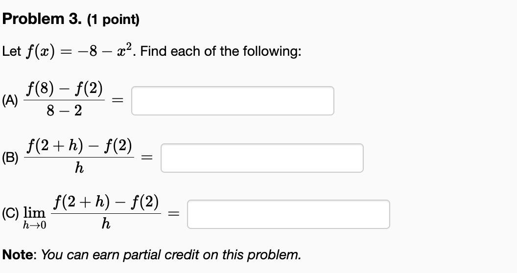 Solved Let F X −8−x2 Find Each Of The Following A