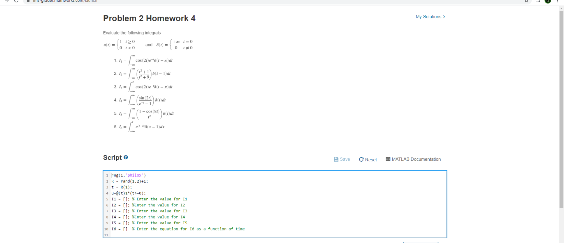 Solved Problem 2 Homework 4 My Solutions Evaluate the | Chegg.com