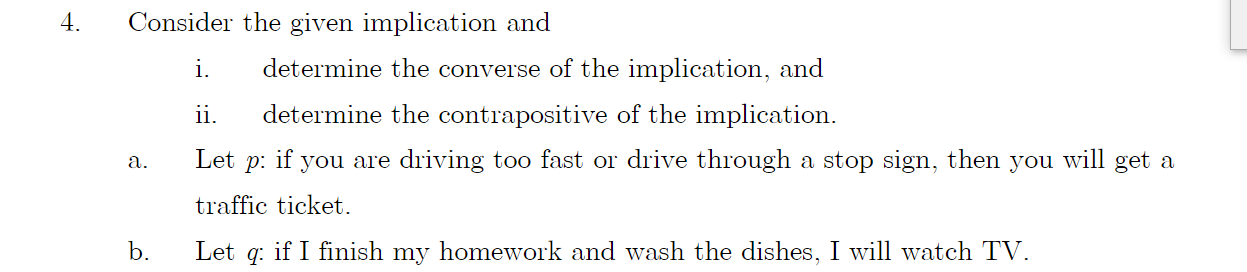 Solved 4. Consider the given implication and i. determine | Chegg.com