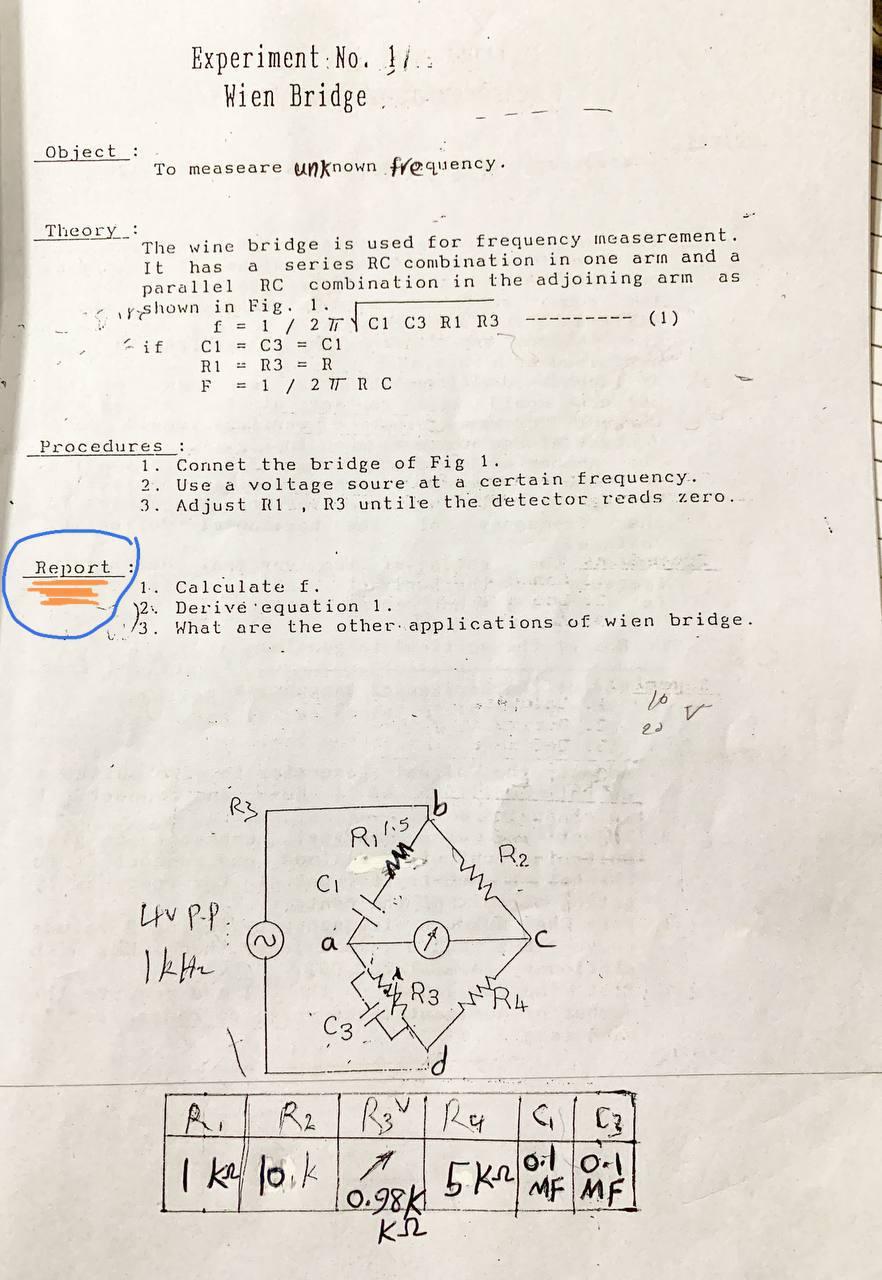 wien bridge experiment pdf