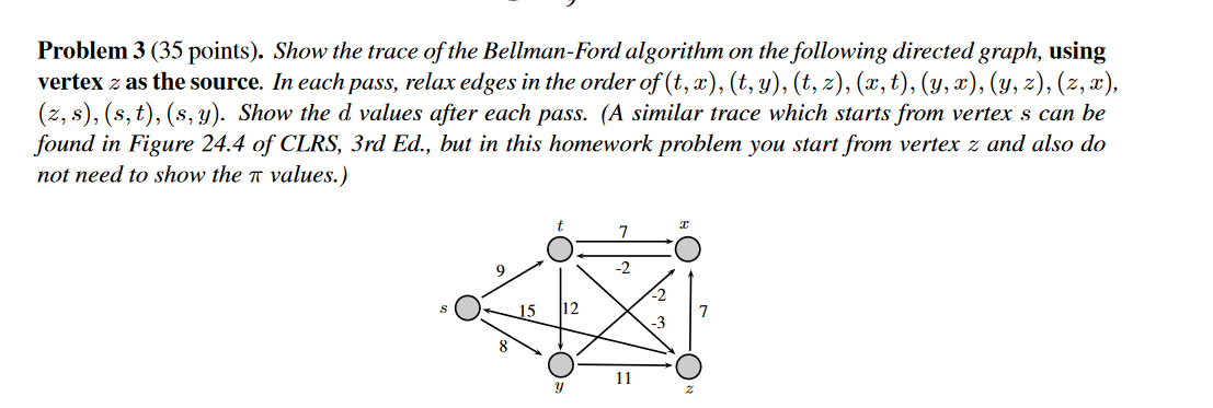 Solved Problem 3 (35 points). Show the trace of the | Chegg.com