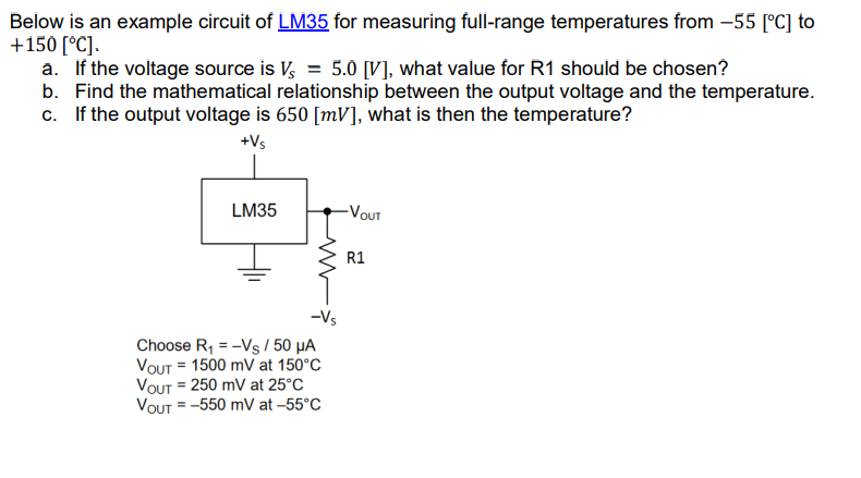 Below is an example circuit of LM35 for measuring | Chegg.com
