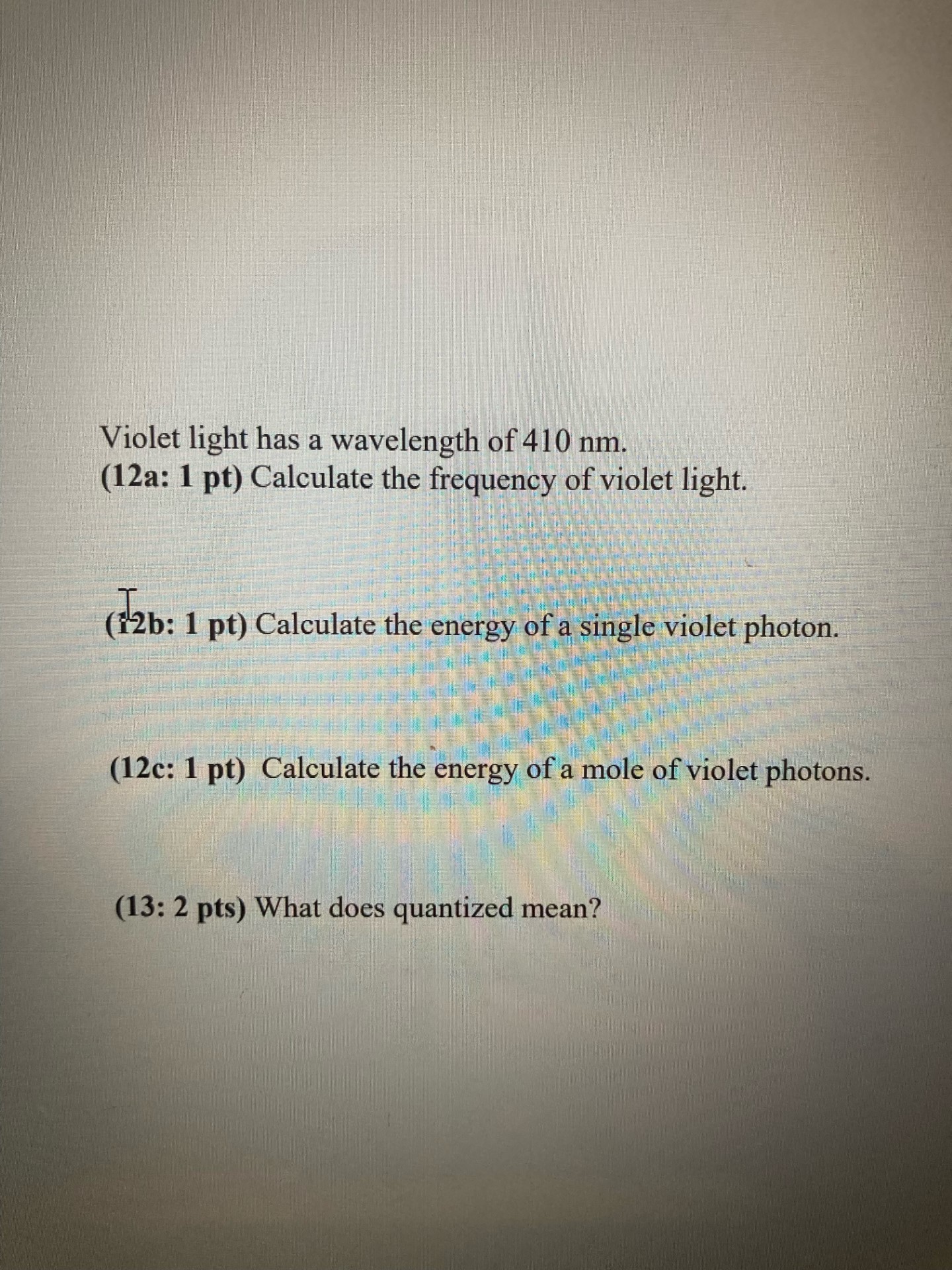 calculate the wavelength of violet light with a frequency