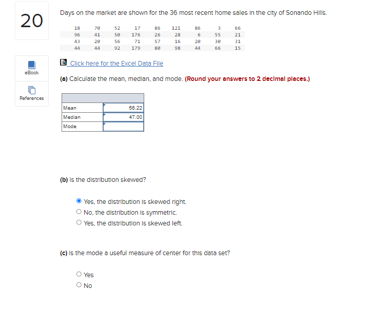 Solved Days on the market are shown for the 36 most recent