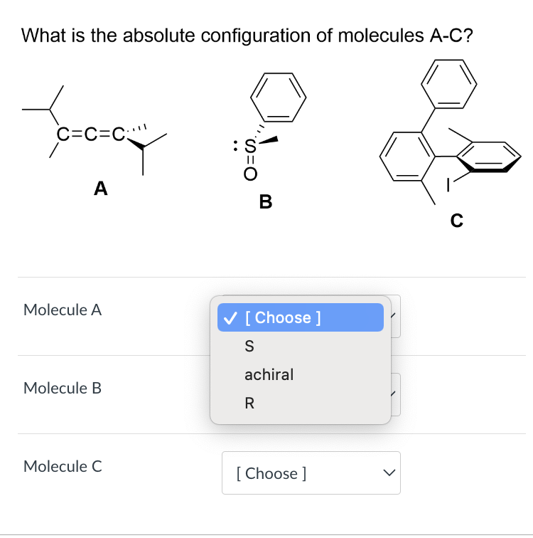 Solved What is the absolute configuration of molecules A−C ? | Chegg.com