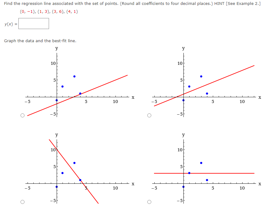 Solved Find The Regression Line Associated With The Set Of 