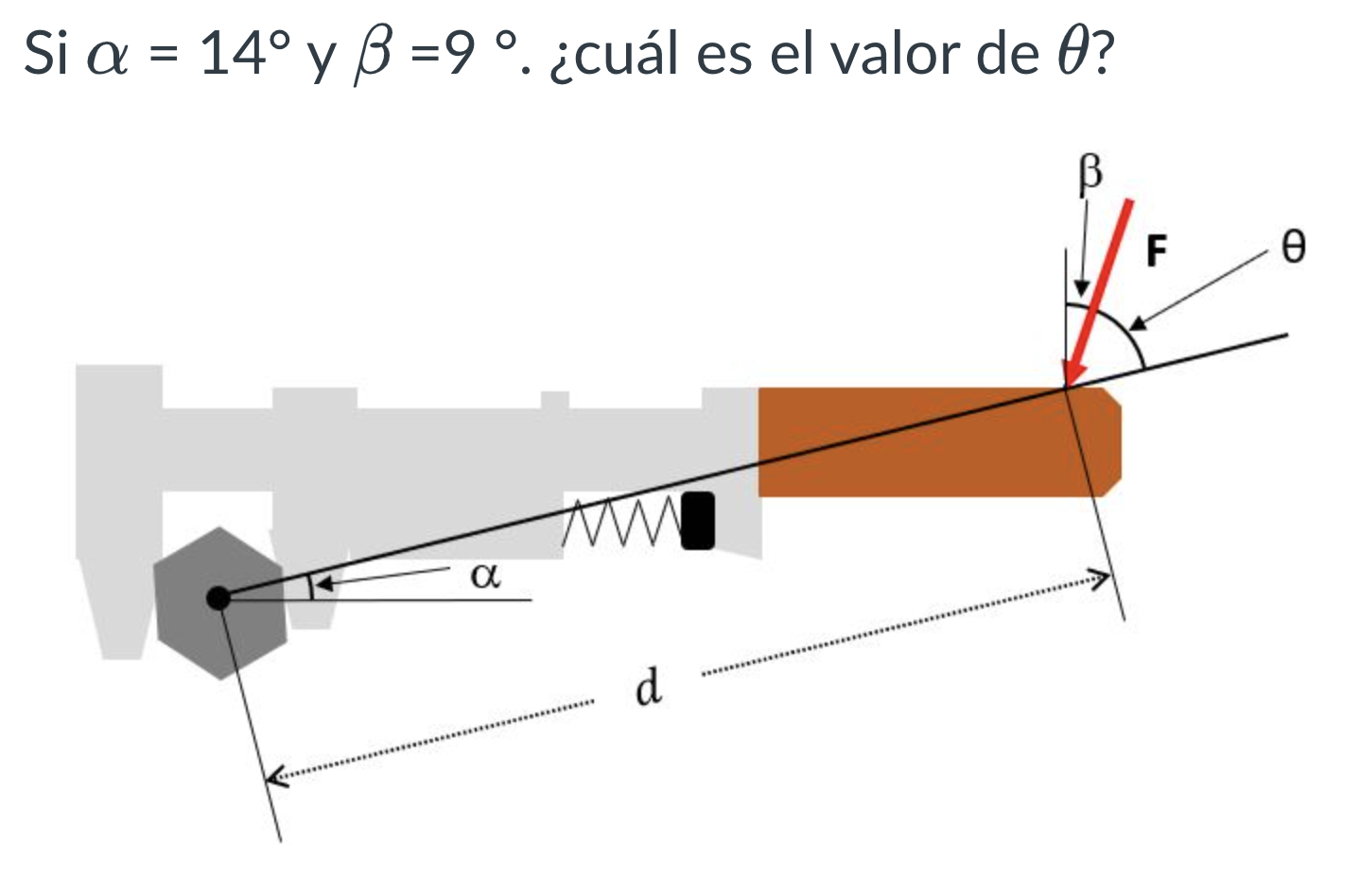 \( \alpha=14^{\circ} \) y \( \beta=9 \)