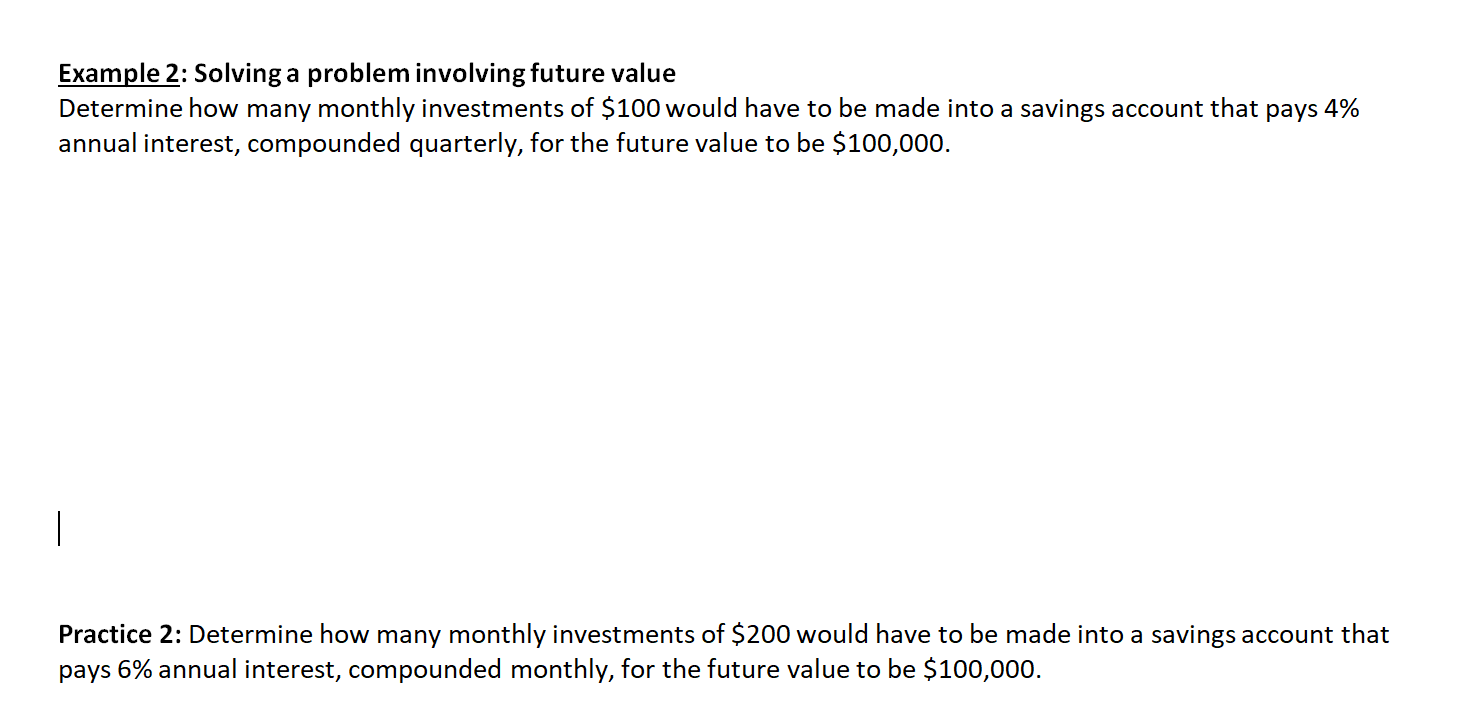 Solved Example 2: Solving a problem involving future value | Chegg.com