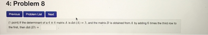 Solved 4: Problem 6 Previous Problem List Next (1 point) If | Chegg.com