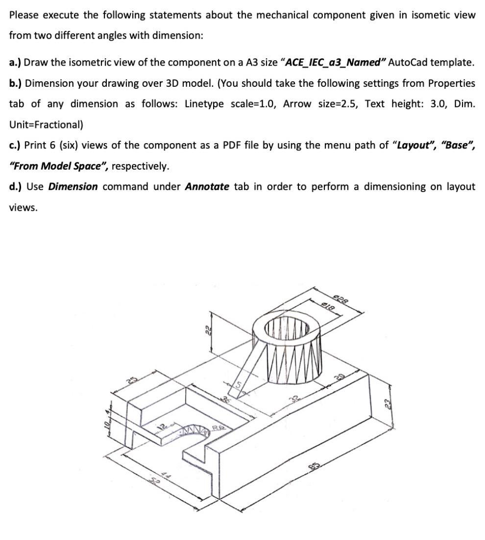 Solved draw the isometric view of a the component on chegg