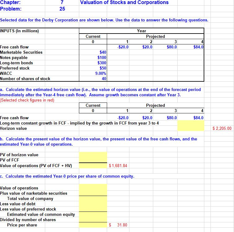 Solved Chapter: Problem: Valuation Of Stocks And | Chegg.com