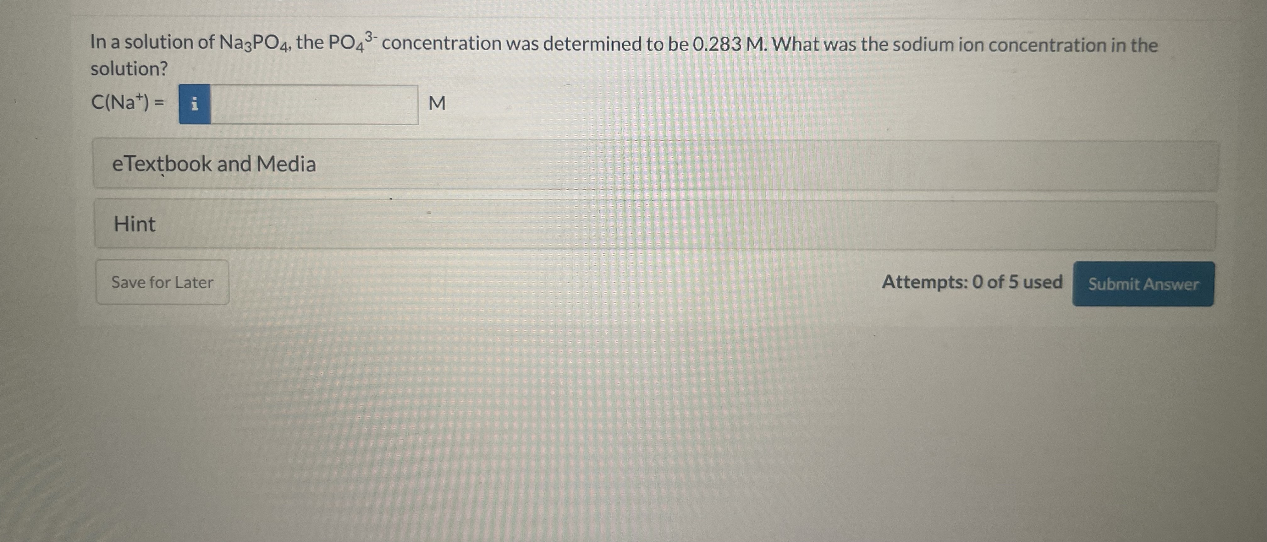 Solved In a solution of Na3PO4, the PO43− concentration was | Chegg.com
