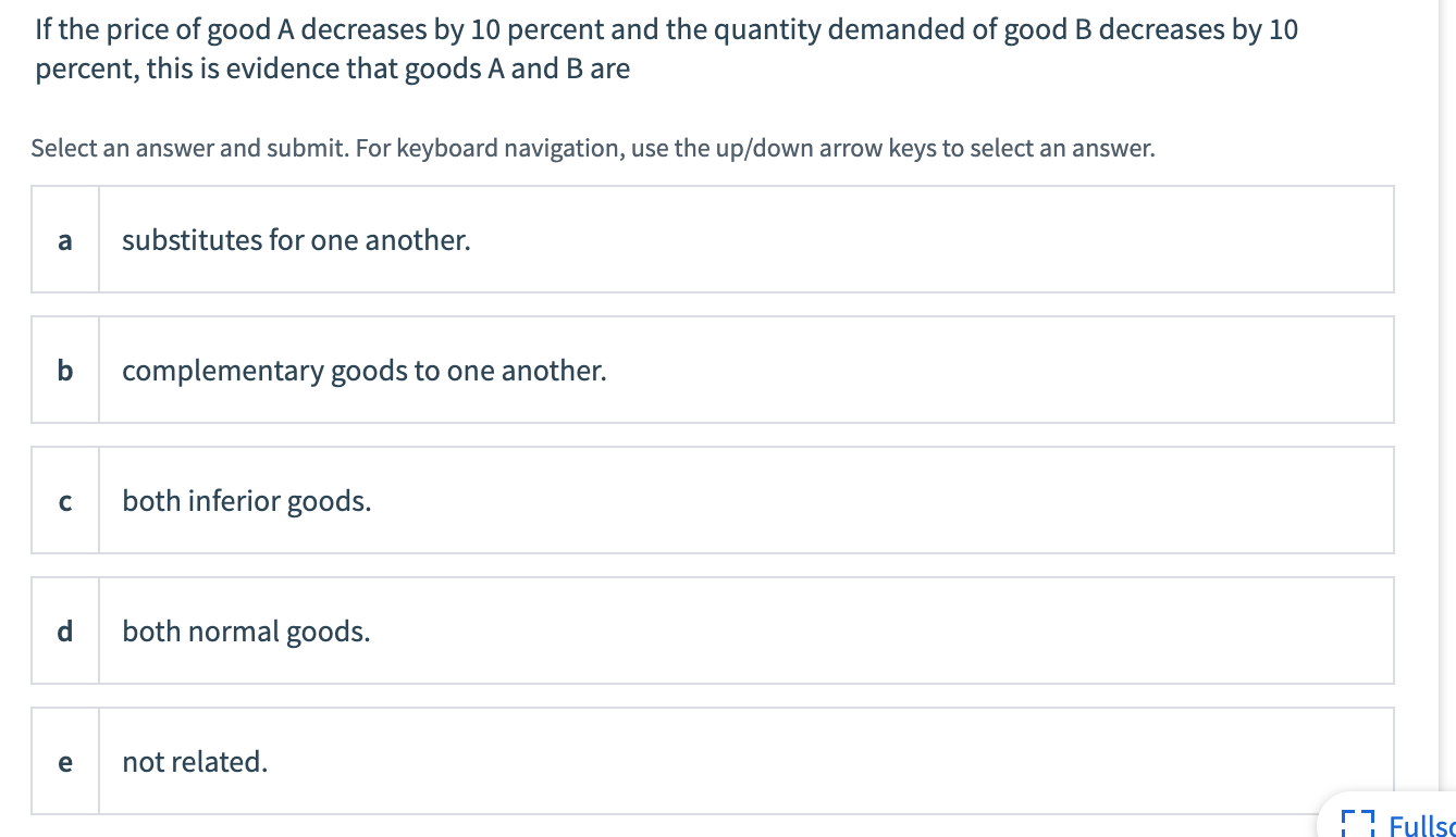 Solved If The Price Of Good A Decreases By 10 Percent And | Chegg.com