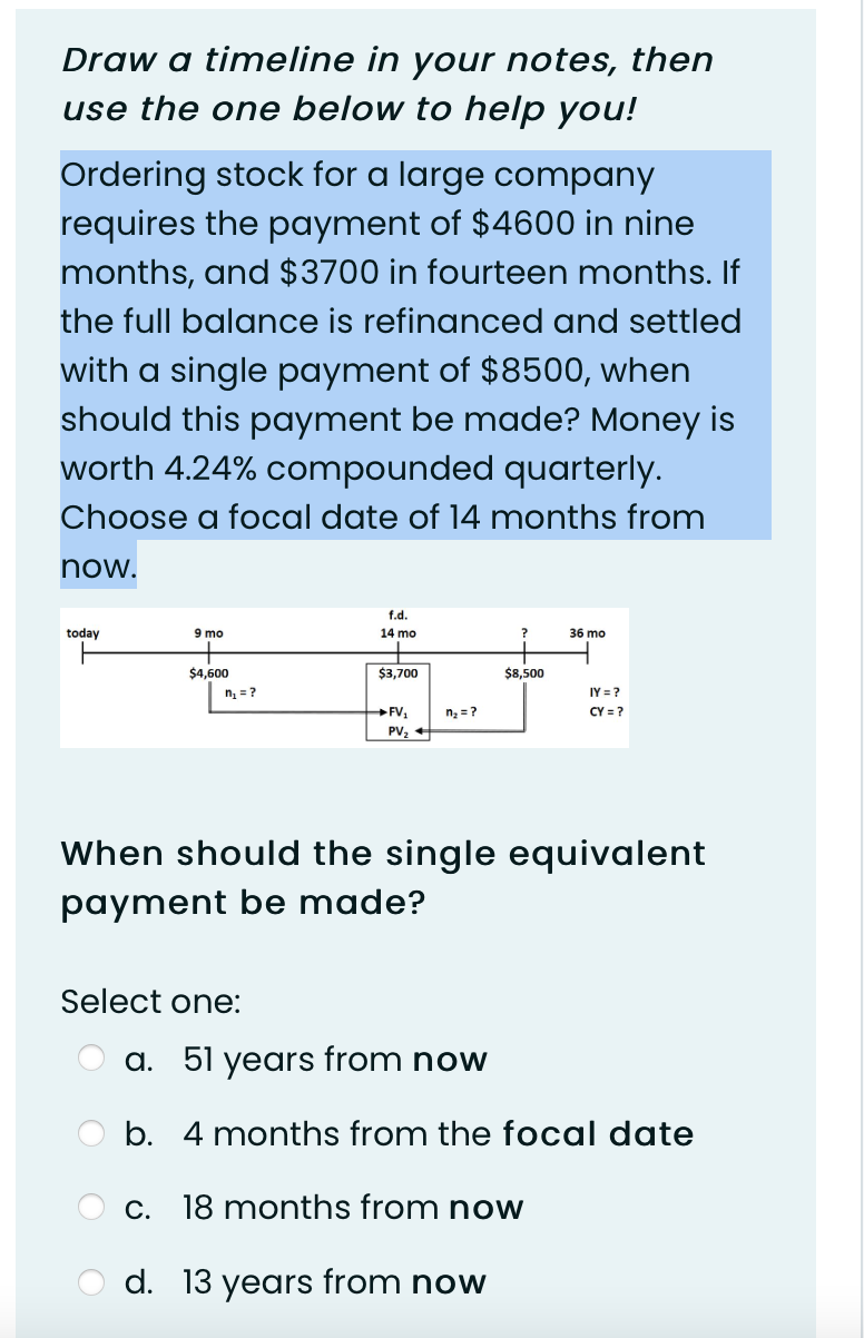Solved Draw a timeline in your notes, then use the one below | Chegg.com