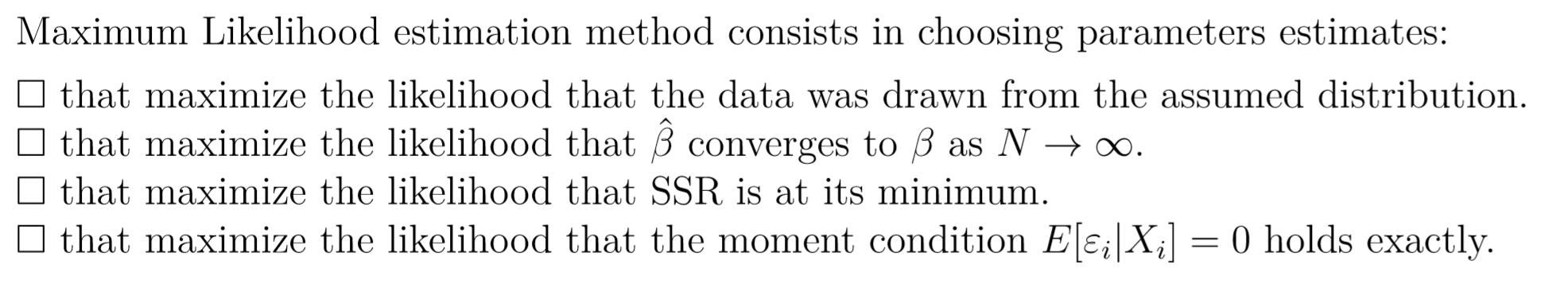 Solved Maximum Likelihood Estimation Method Consists In | Chegg.com