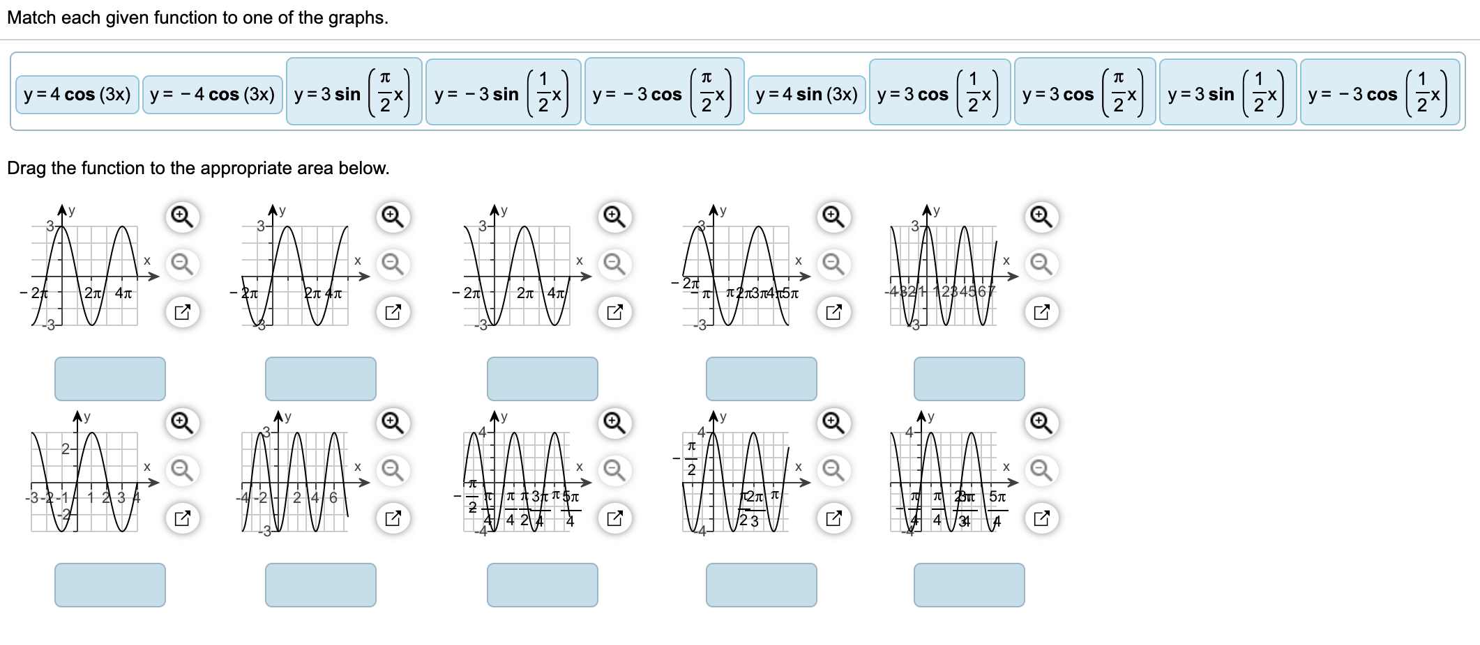 Solved Match each given function to one of the graphs. T T y | Chegg.com